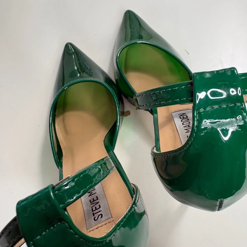 Steve Madden Green Translucent Pointed Toe Ankle Strap Stiletto Heels 7.5